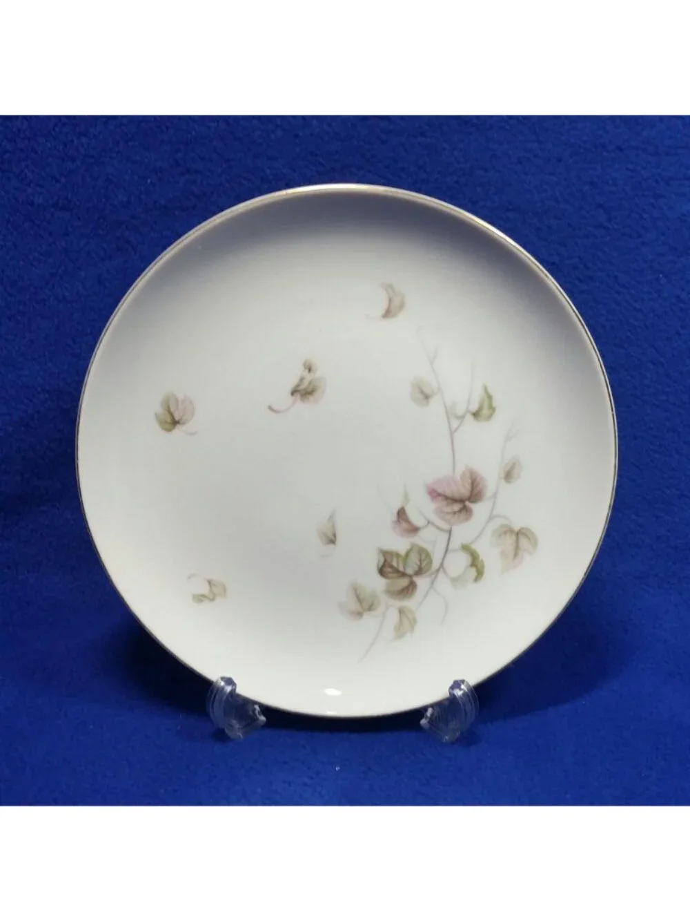 Vintage Yamaka Breeze Salad Plate 674 Pink Brown and Green Leaves 1950's MCM